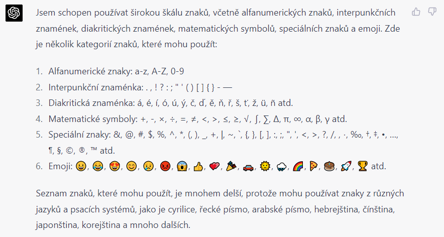 Časová osa s emoji a speciálními znaky