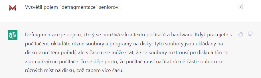 Ukázka personalizace ChatGPT: Úprava tonality textu pro seniora
